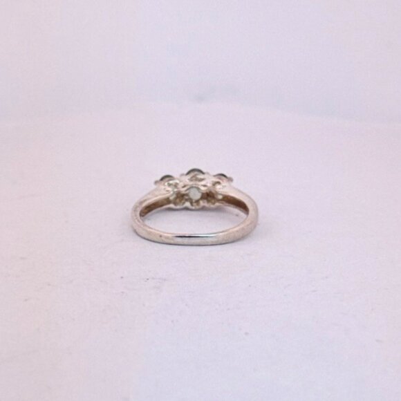 Estate 925 Sterling Silver Triple Green Gemstone Ring Size 6.5 Vintage Jewelry - Picture 4 of 11